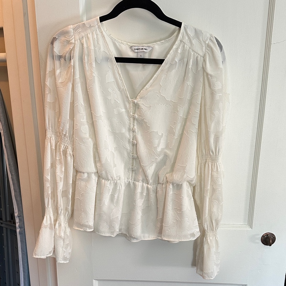 Elizabeth and James Cream Blouse with Ruffle Details